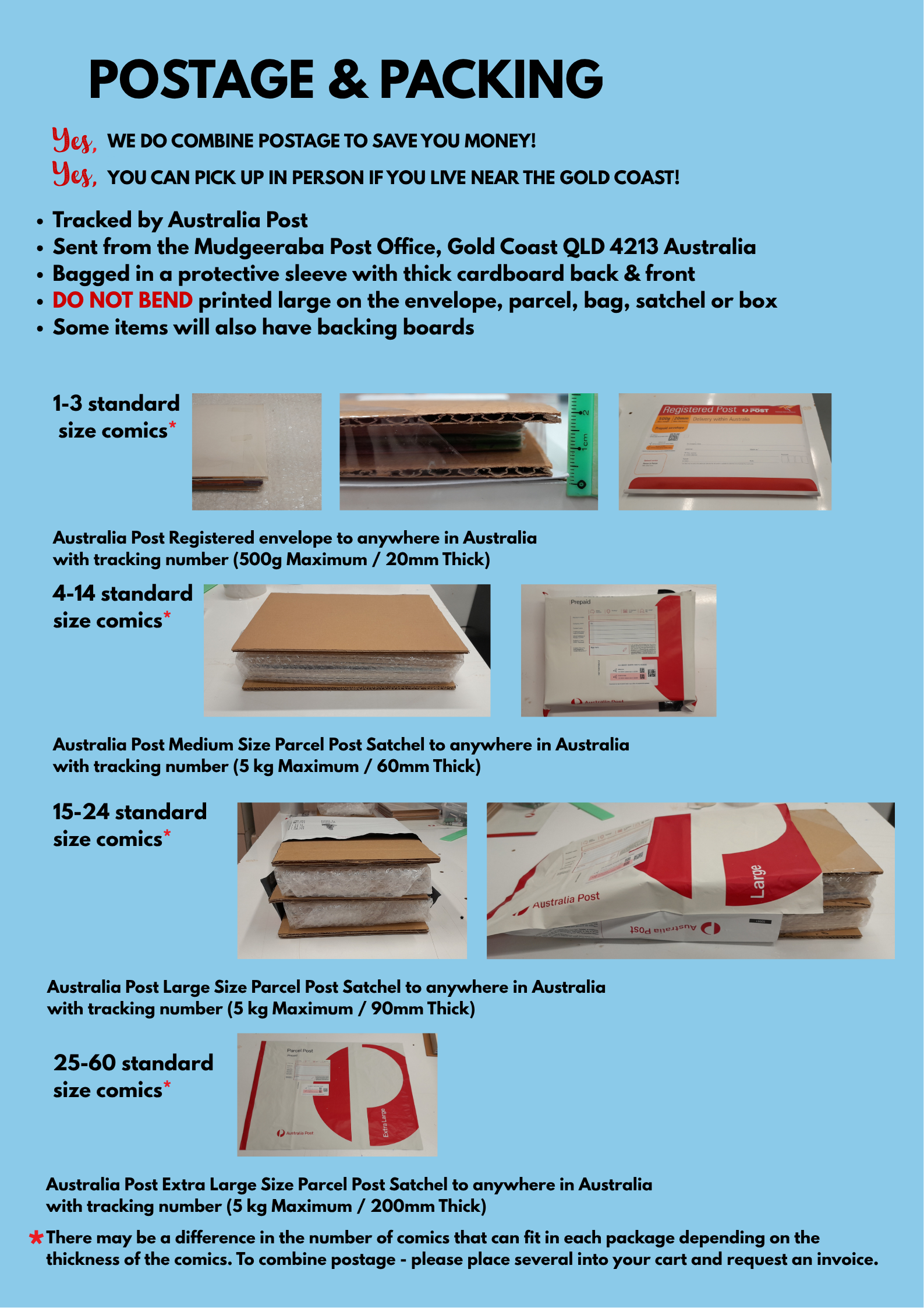 Postage and Packing information