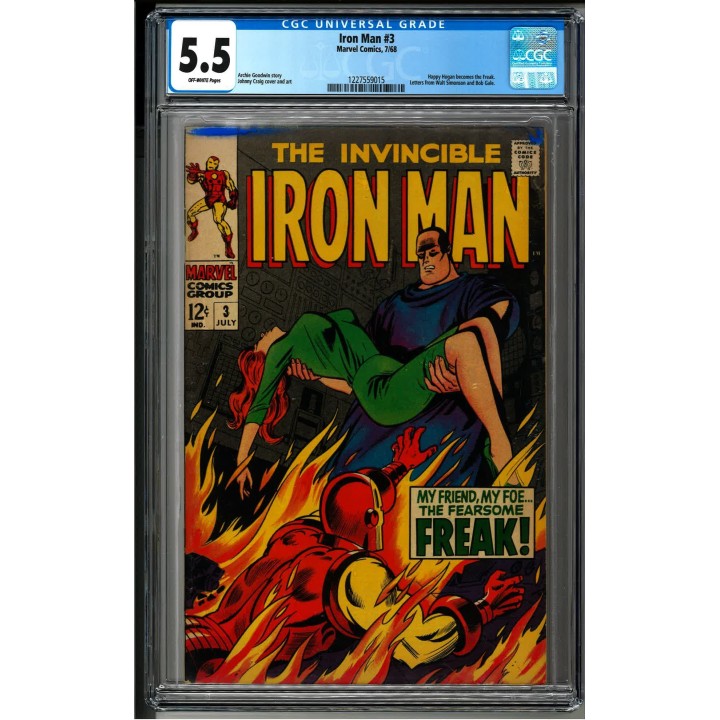 Iron Man #3 (Marvel Comics) 1968 CGC 5.5 in Fine- condition