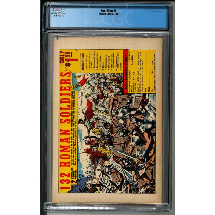 Iron Man #3 (Marvel Comics) 1968 CGC 5.5 in Fine- condition