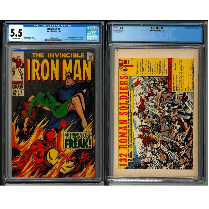 Iron Man #3 (Marvel Comics) 1968 CGC 5.5 in Fine- condition