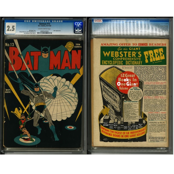 Batman #13 (DC Comics) 1942 CGC 2.5 in Good+ condition