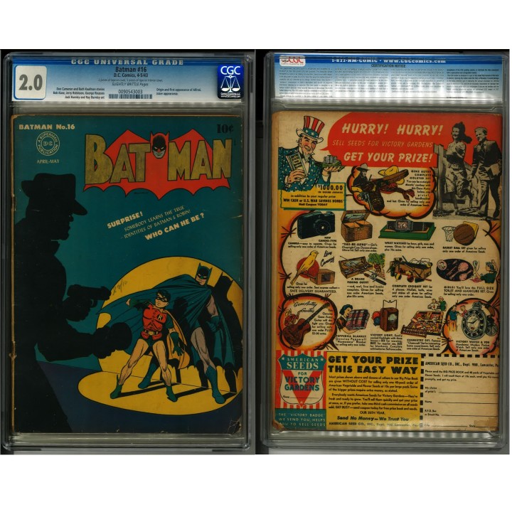 Batman #16 (DC Comics) 1943 CGC 2.0 in Good condition