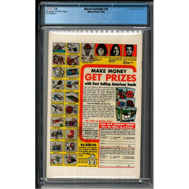 Marvel Spotlight #28 (Marvel Comics) 1976 CGC 7.5 in VF- condition