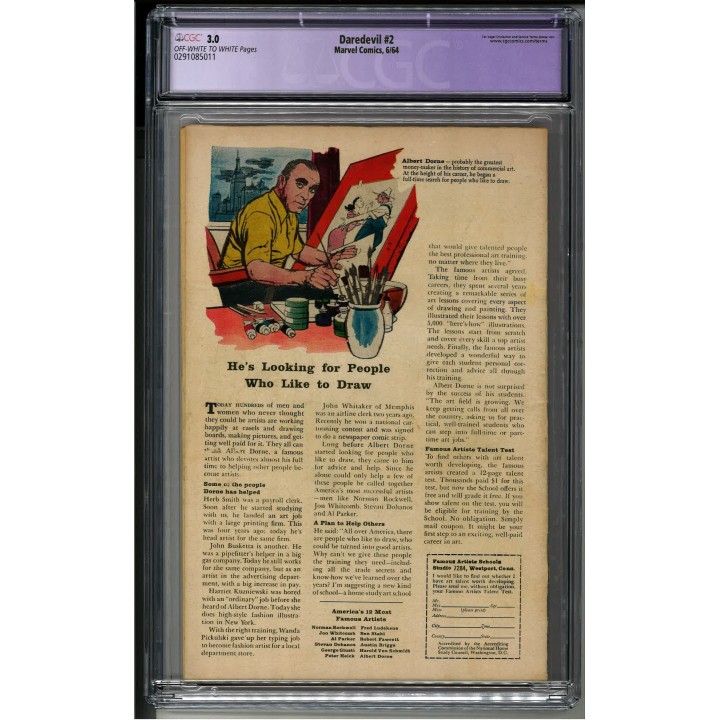 Daredevil #2 (Marvel Comics) 1964 CGC 3.0 in G-VG condition