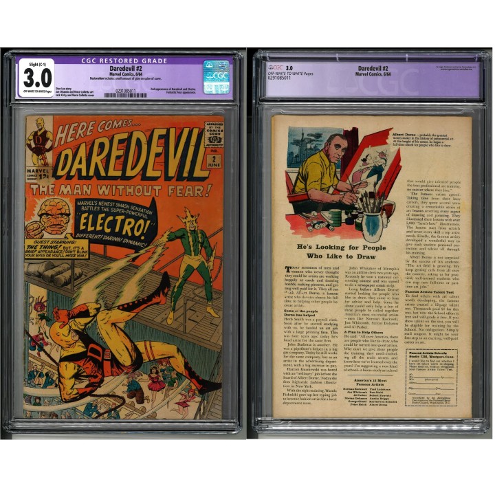 Daredevil #2 (Marvel Comics) 1964 CGC 3.0 in G-VG condition