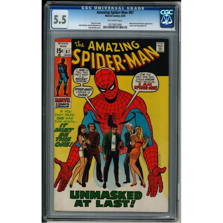 Amazing Spider-Man #87 (Marvel Comics) 1970 CGC 5.5 in Fine- condition