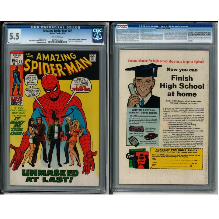 Amazing Spider-Man #87 (Marvel Comics) 1970 CGC 5.5 in Fine- condition