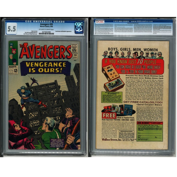 Avengers #20 (Marvel Comics) 1965 CGC 5.5 in Fine- condition