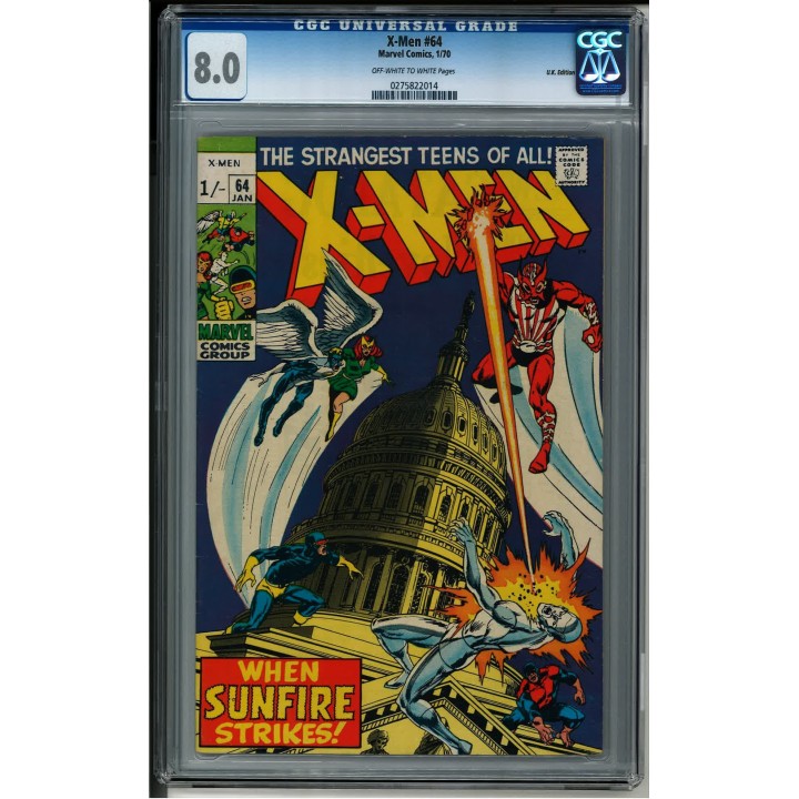 X-Men #64 (Marvel Comics) UK Edition 1970 CGC 8.0 in Very Fine condition