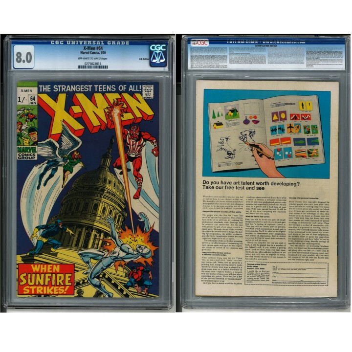 X-Men #64 (Marvel Comics) UK Edition 1970 CGC 8.0 in Very Fine condition