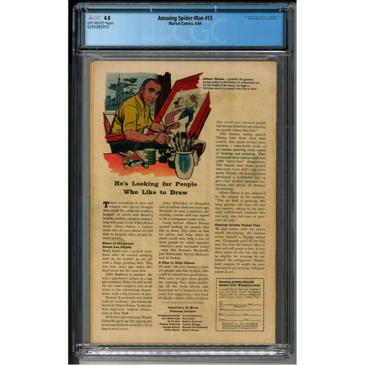 Amazing Spider-Man #13 (Marvel Comics) 1964 CGC 4.0 in VG condition